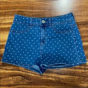 Denim Jean Shorts with White Polka Dots Size 7